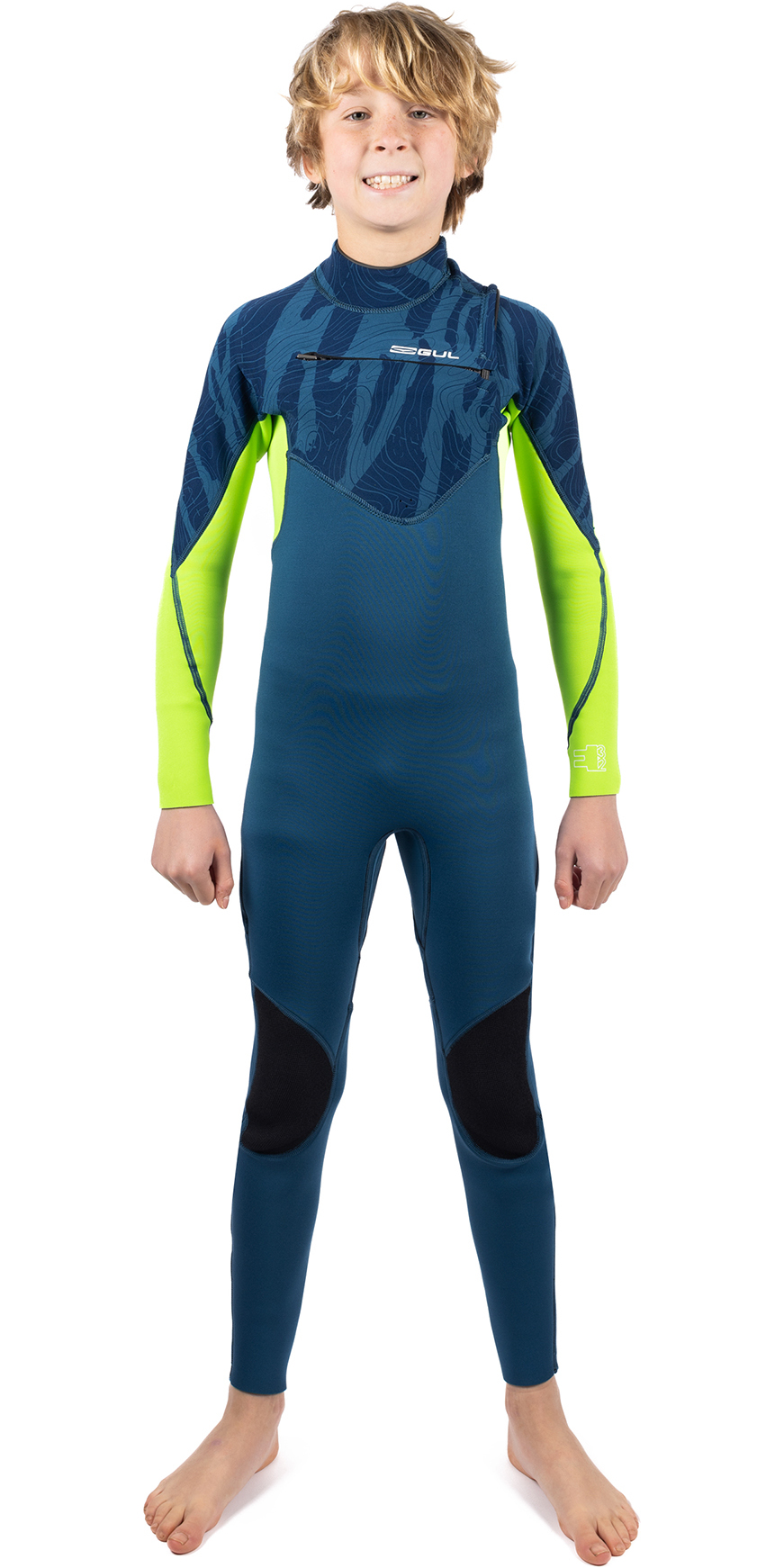 2025 Gul Junior Response Echo 3/2mm Chest Zip Wetsuit RE1329/C2 - Navy / Sulphur